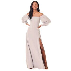 Lulus Long Sleeve Maxi Dress 2X Feel The Romance‎ Grey Off-The-Shoulder Formal